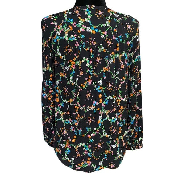 Maeve Anthropologie Avignon Floral Button Down Blouse XS Boho Retro Black Top - Picture 2 of 5